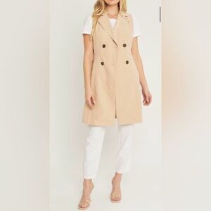NWT Love Tree Double Breasted Two Button Trench Vest Size Medium